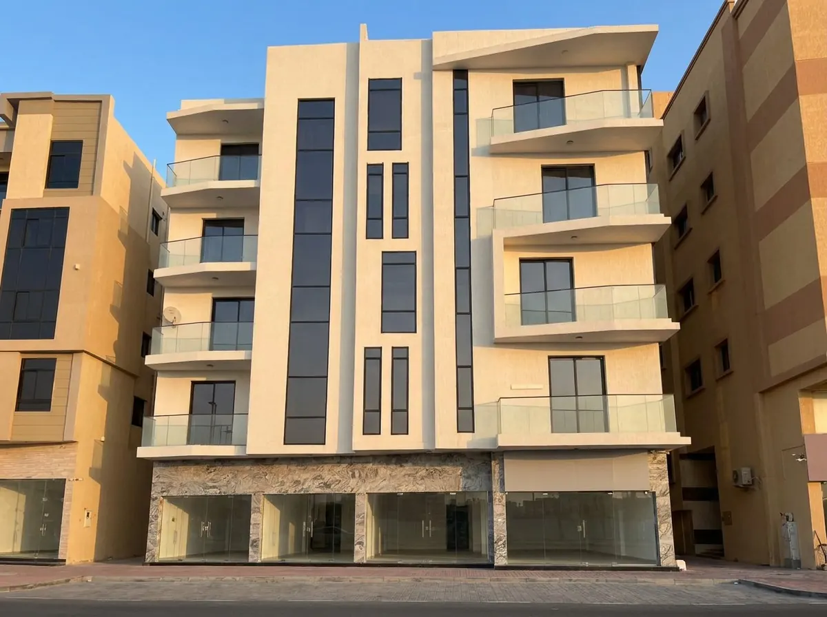 AI exterior render of a residential building, front view